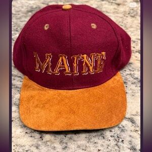 Maine wool fabric Maroon and Orange Cap